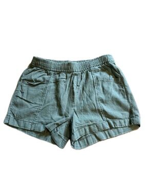 Old Navy Olive Green Pull-On Linen Blend Shorts Elastic Waist Women’s Size Small